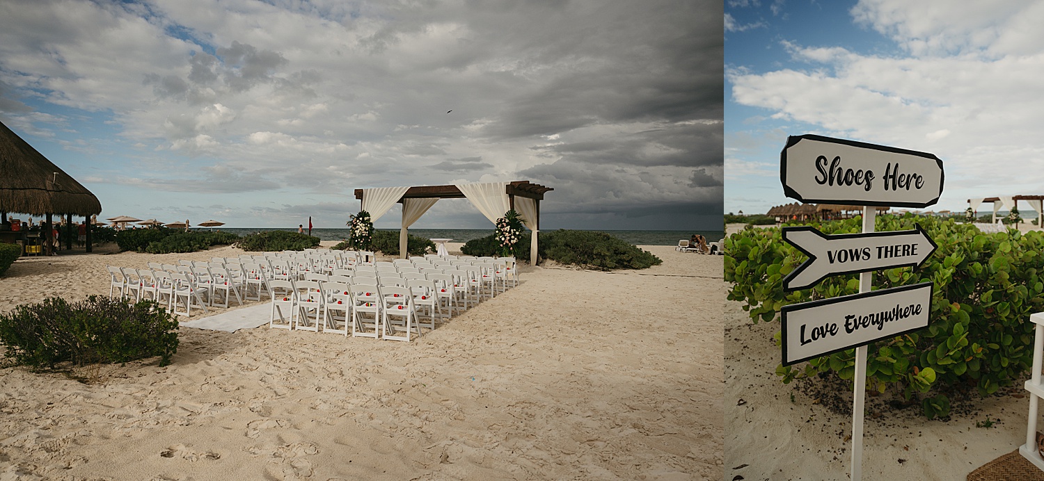 large ceremony space set up on the beach at Dreams Playa Mujeres 