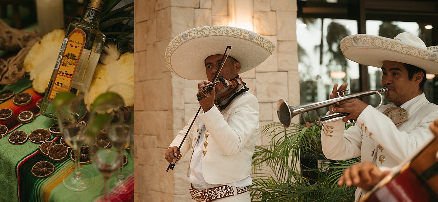 man plays violin at wedding reception at Dreams Playa Mujeres 