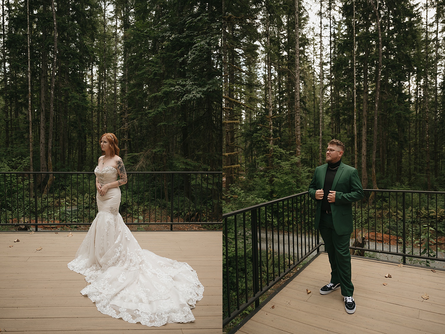 bride and groom on patio of airbnb by travel elopement photographer
