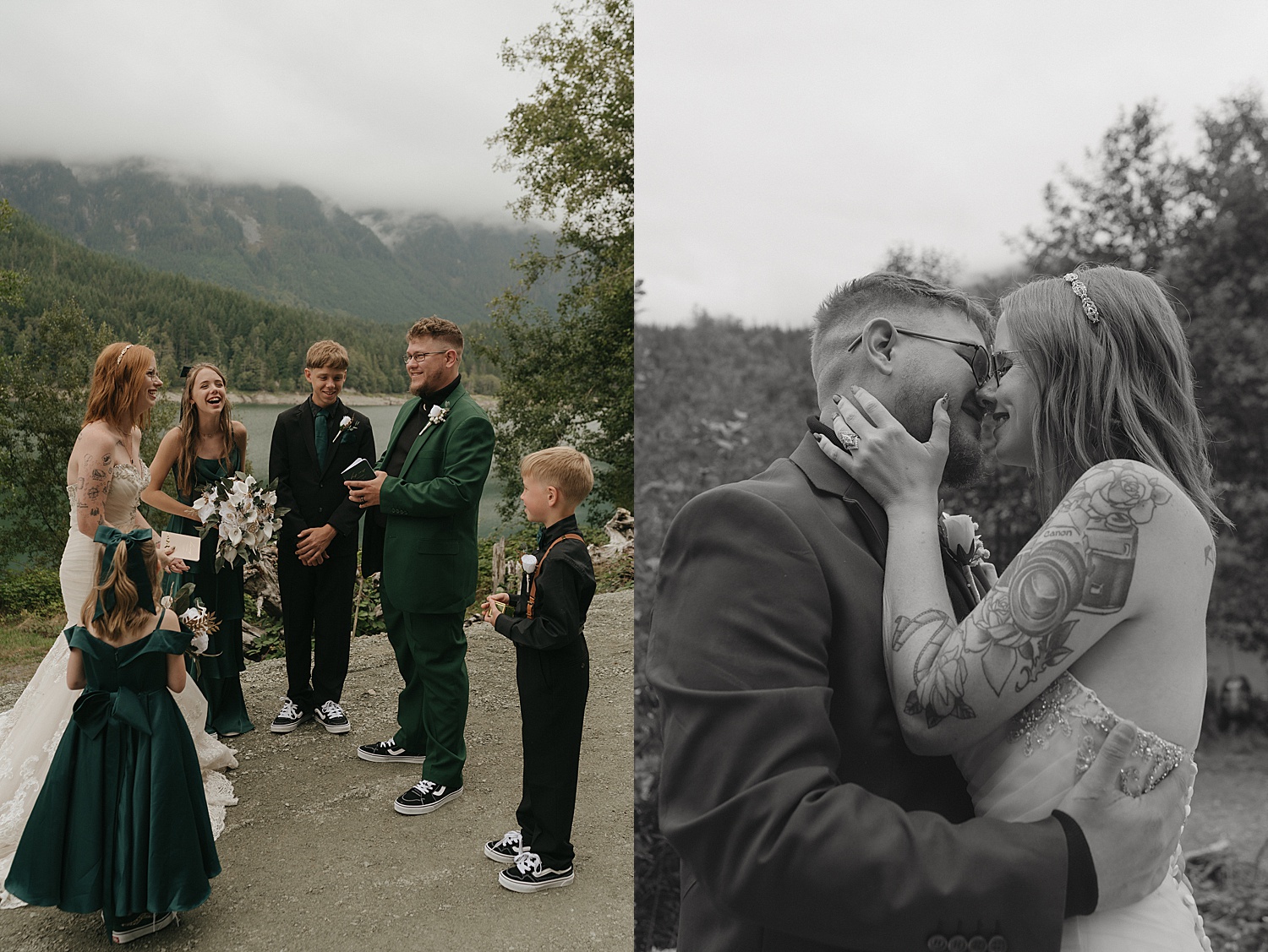 married couple exchange private vows with their kids nearby by Thistle and Veil Photography