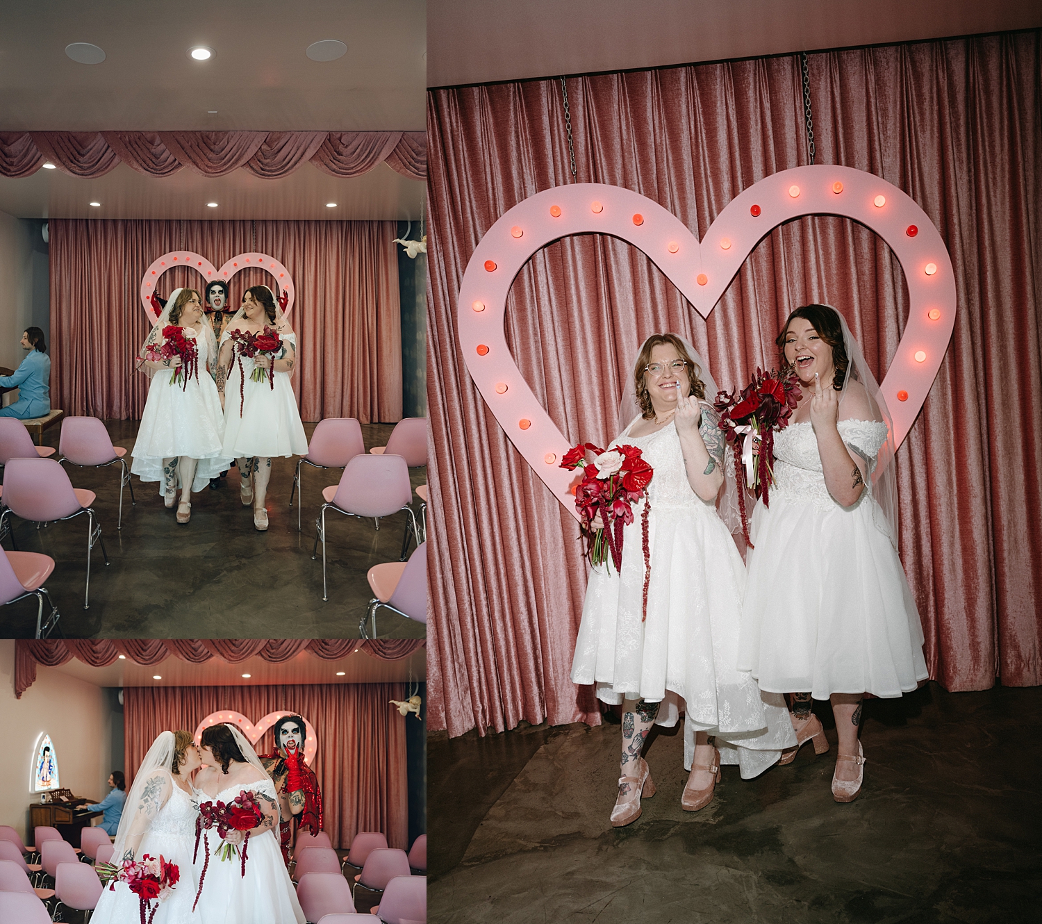 brides throw up their ring finger after saying I do by Thistle and Veil Photo